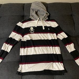 Men’s Long Sleeve Polo Hoodie T-Shirt